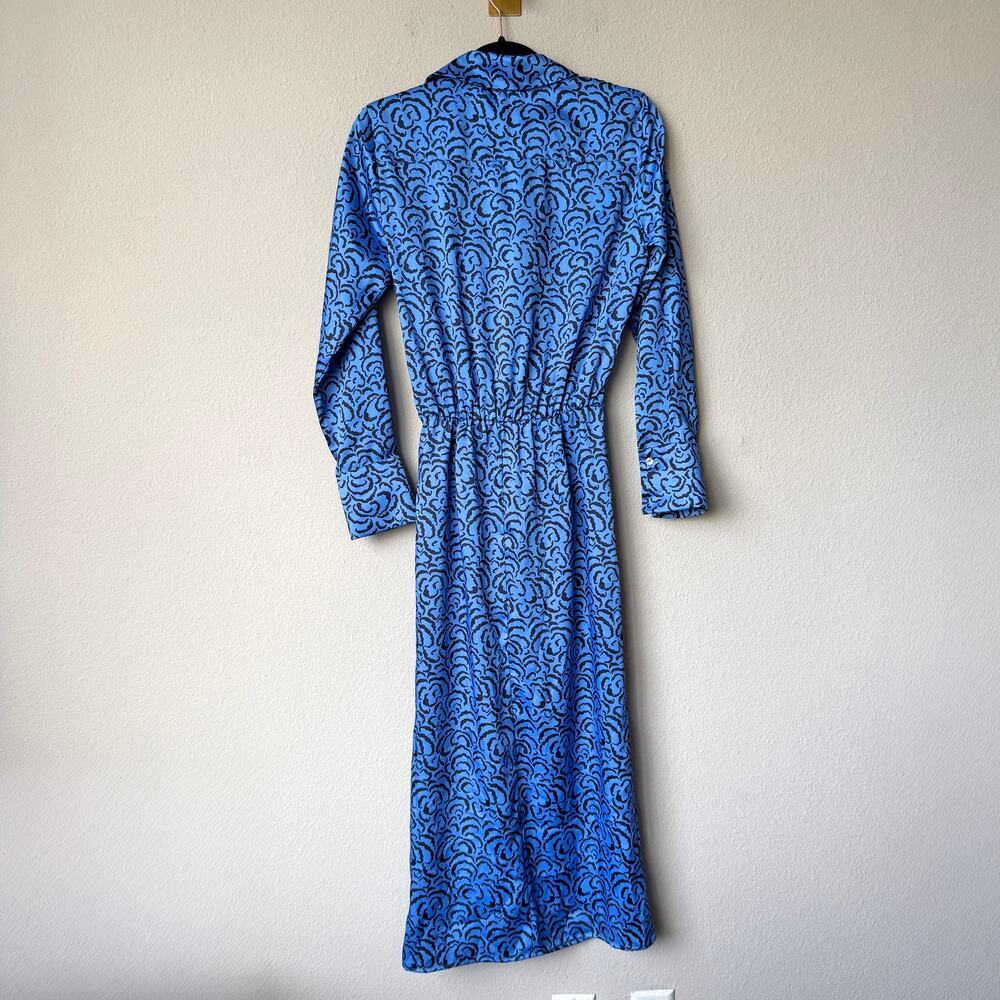 Marella Blue Black Alghero Printed Midi Dress Size US 4 - Picture 3 of 6